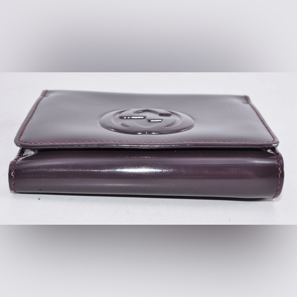 GUCCI Interlocking Bi-Fold Wallet Leather Enamel Purple Used Authentic GUC - Picture 5 of 13